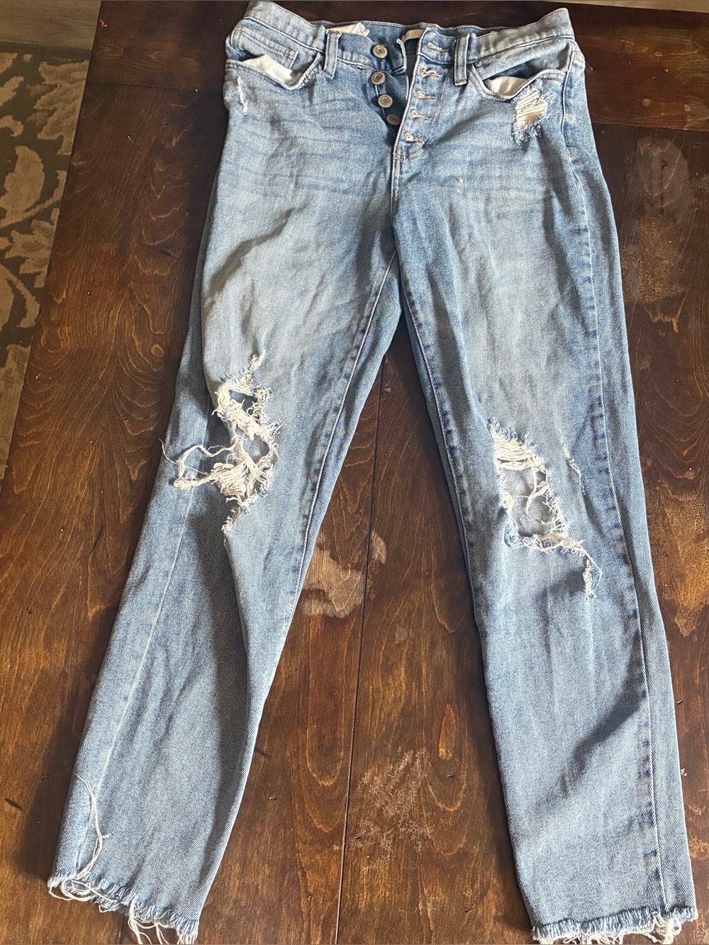 SO High waisted distressed mom jean